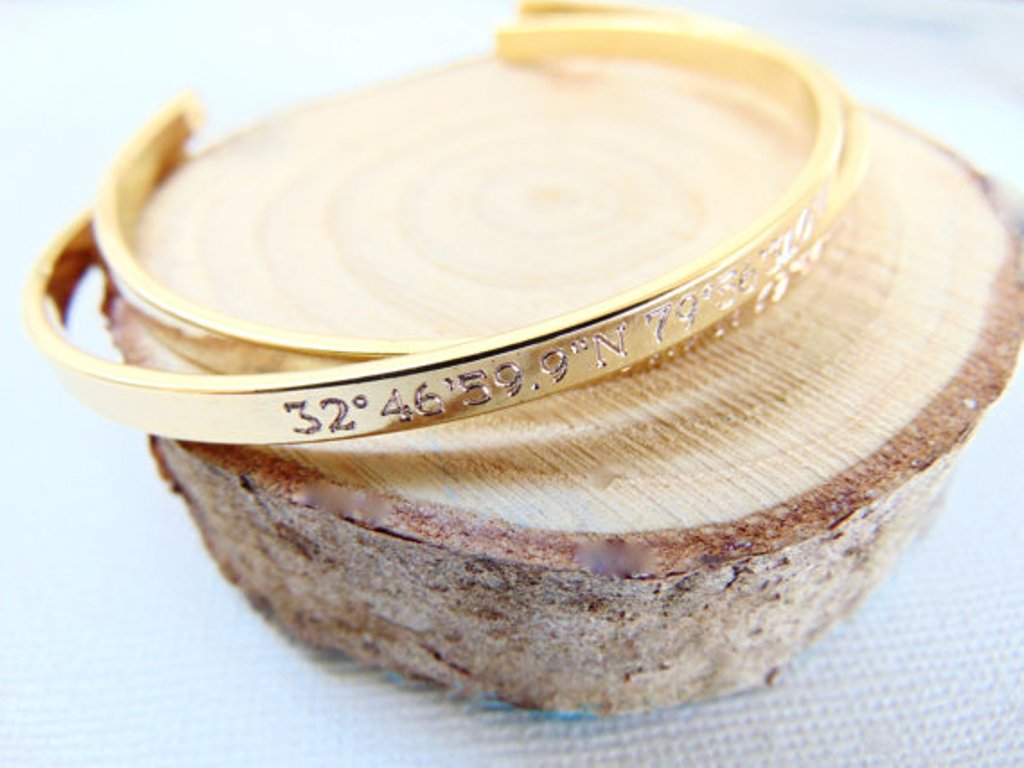 Custom engraved message on Gold/Rose Gold/Silver Cuff Bracelet