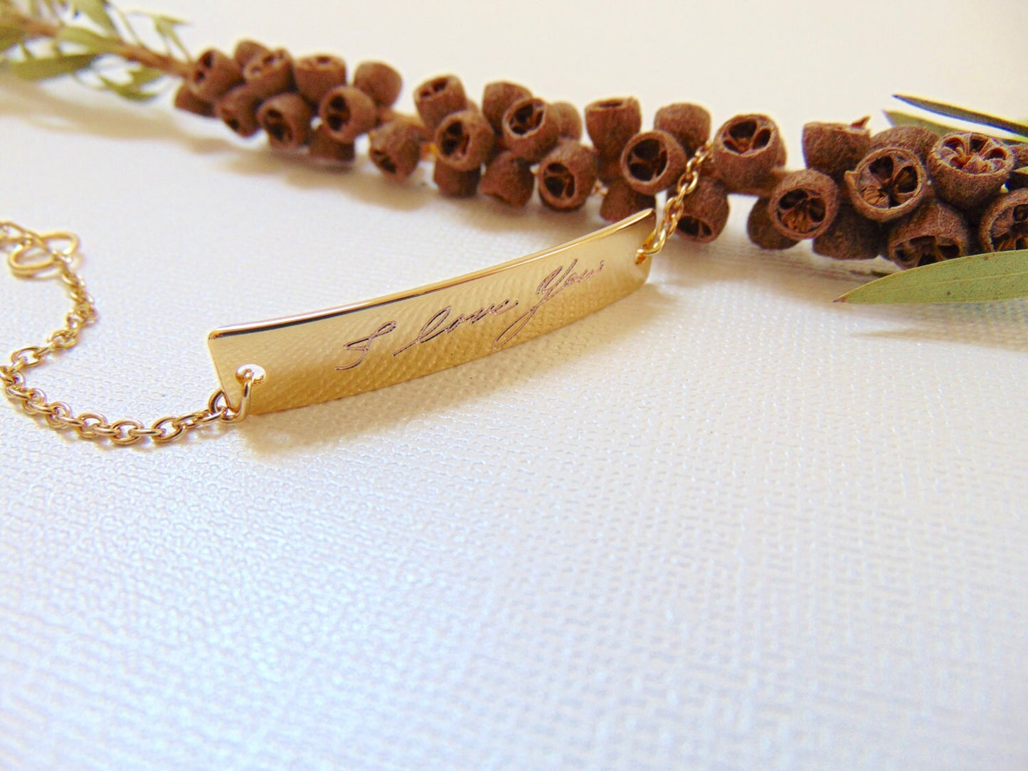Actual Handwriting bar bracelet, Personalized jewelry