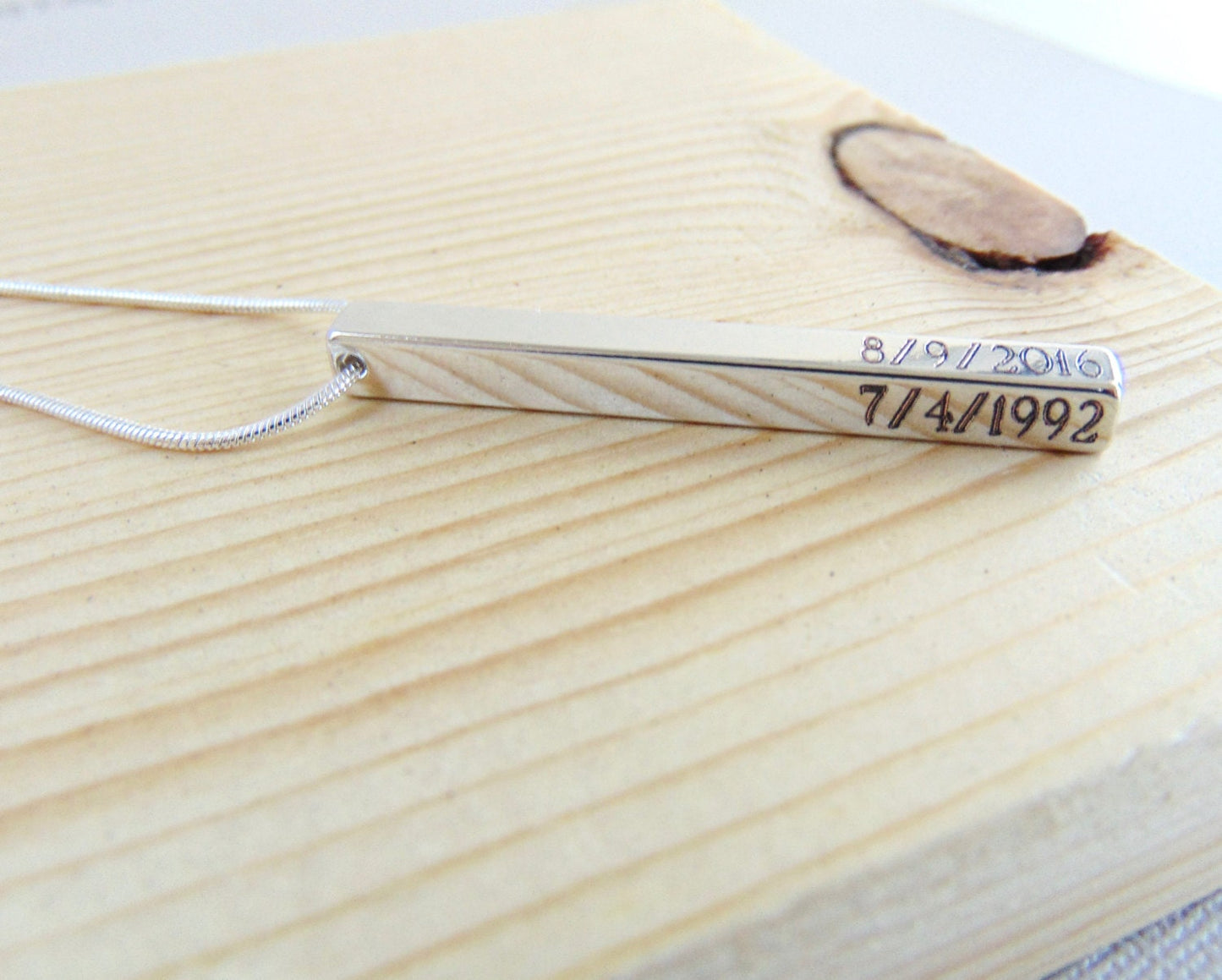 Vertical cuboid bar necklace, Personalized bar pendant