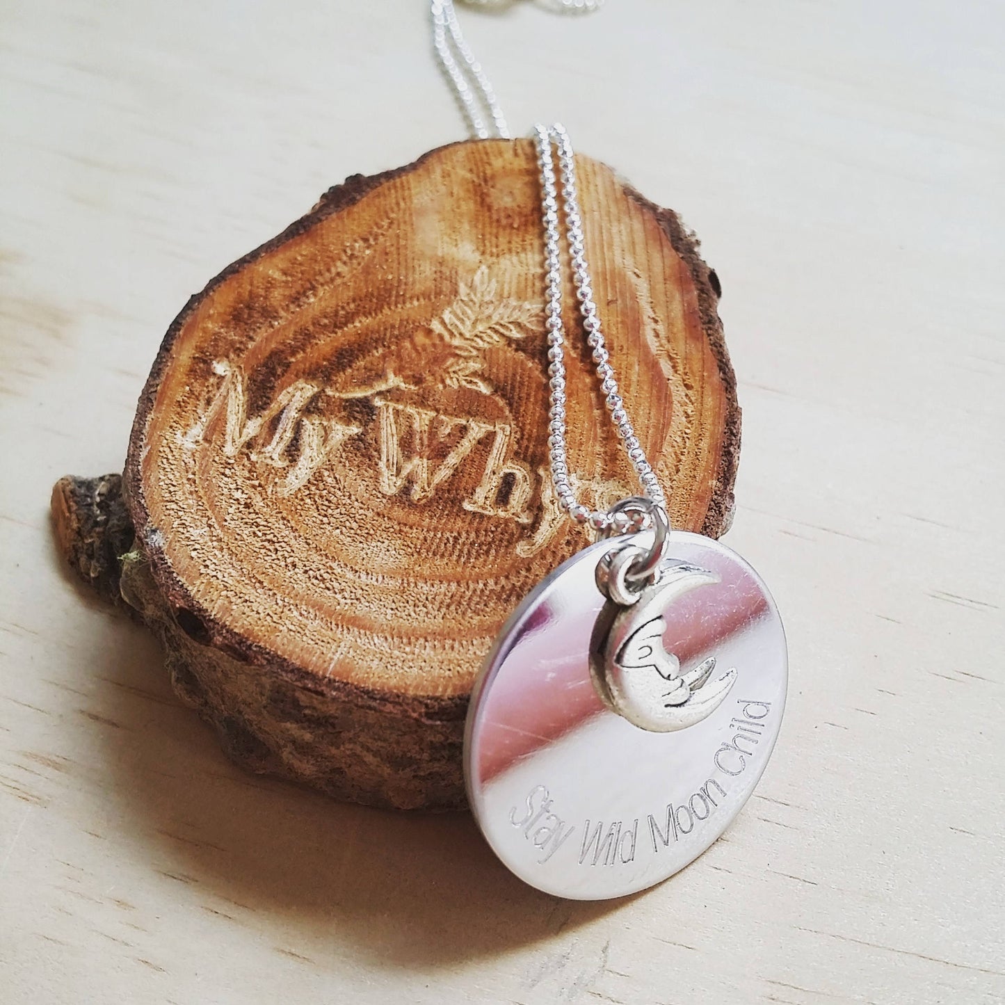 Stay Wild Moon Child - necklace, Silver crescent moon pendant