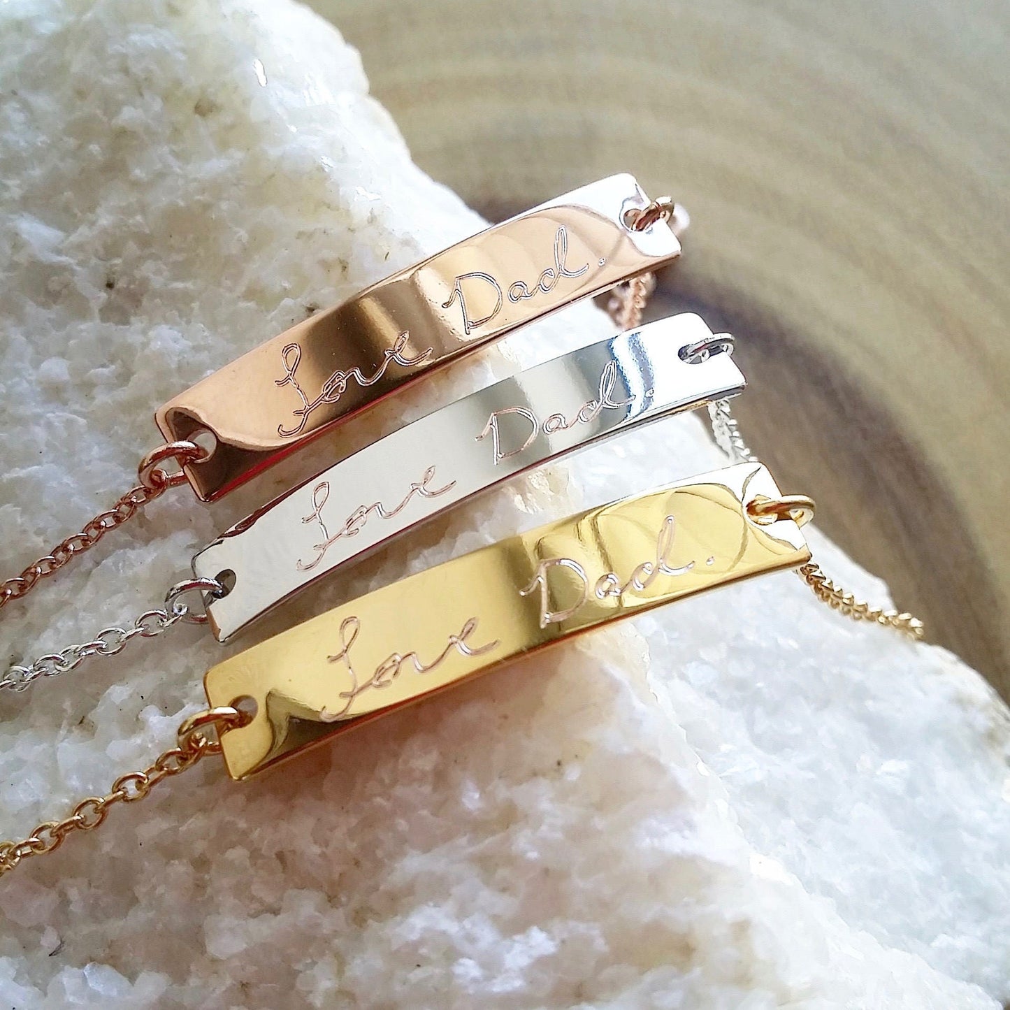 Custom Handwriting bracelet, actual handwritten bar bracelet, engraved signature bracelet