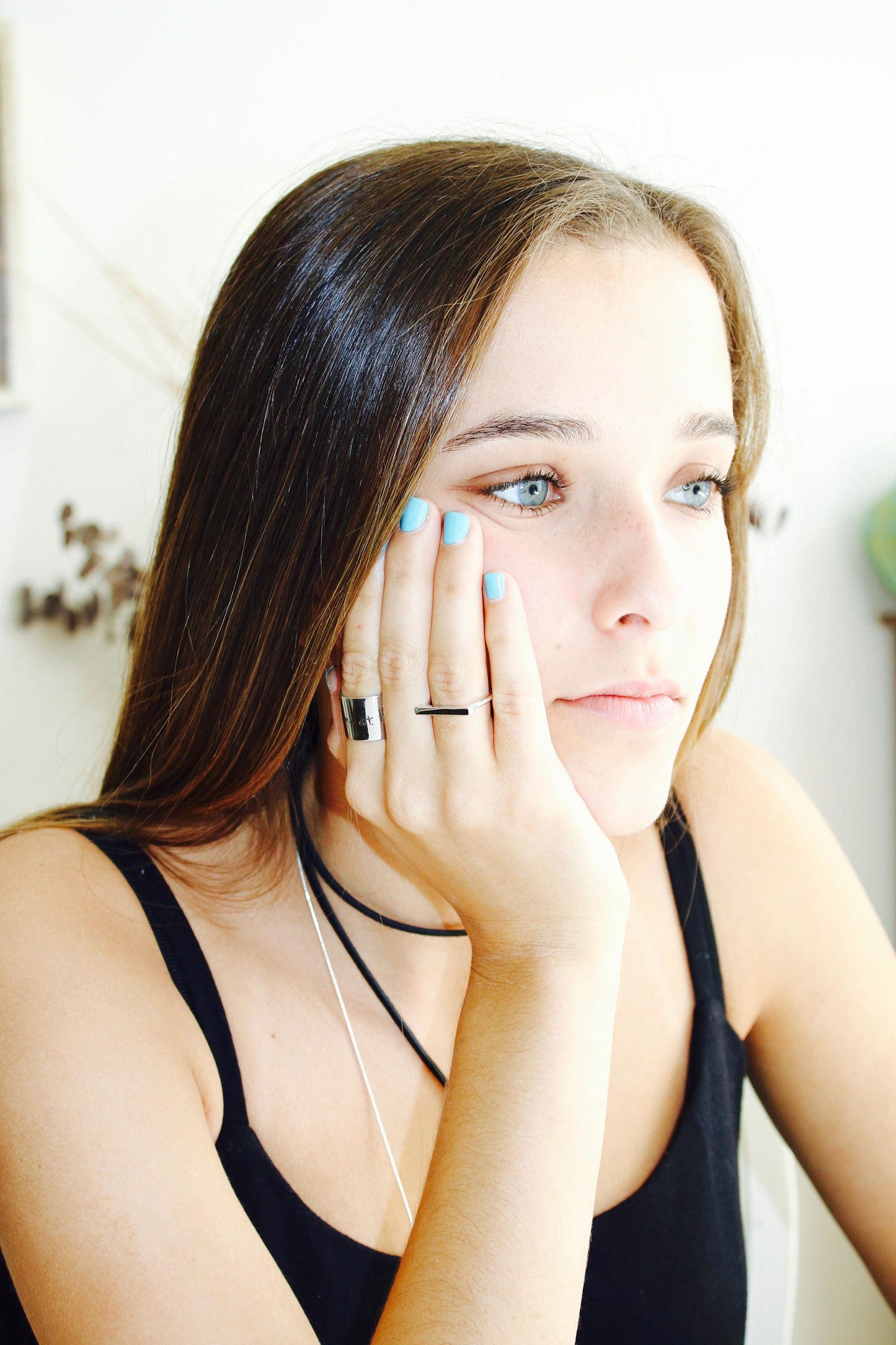 Secret message ring - adjustable wide band ring with custom quote