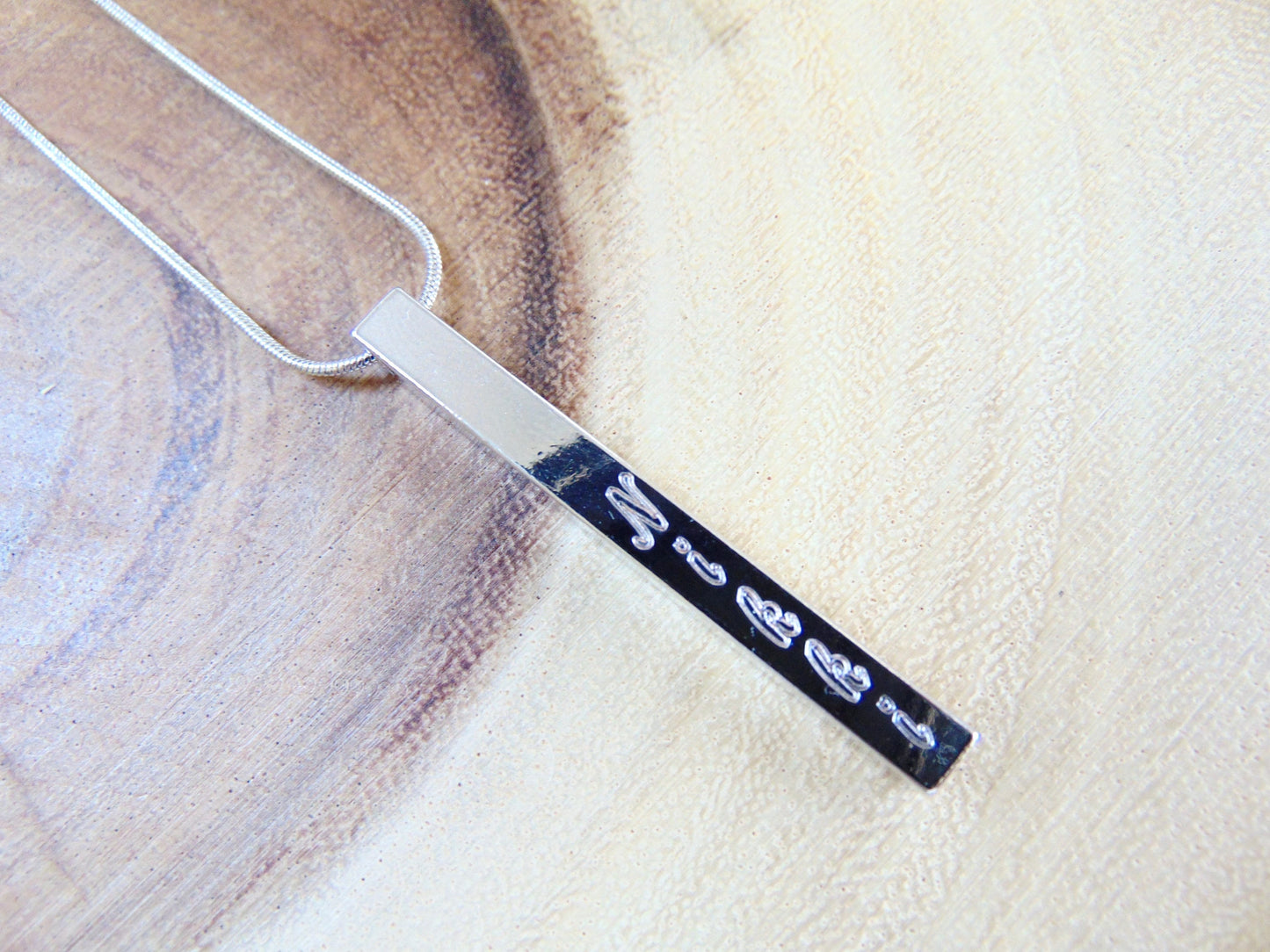 Vertical bar necklace, personalized bar pendant silver skinny nameplate, Customized Necklace, Birthday Gift, Layered necklace by mywhys