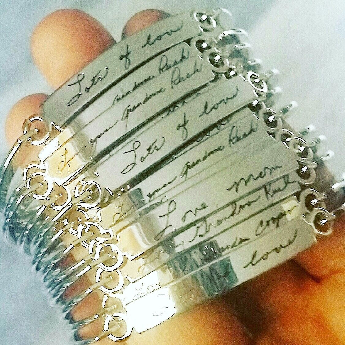 Custom handwriting bangle, Personalized cuff in silver/rose gold/gold