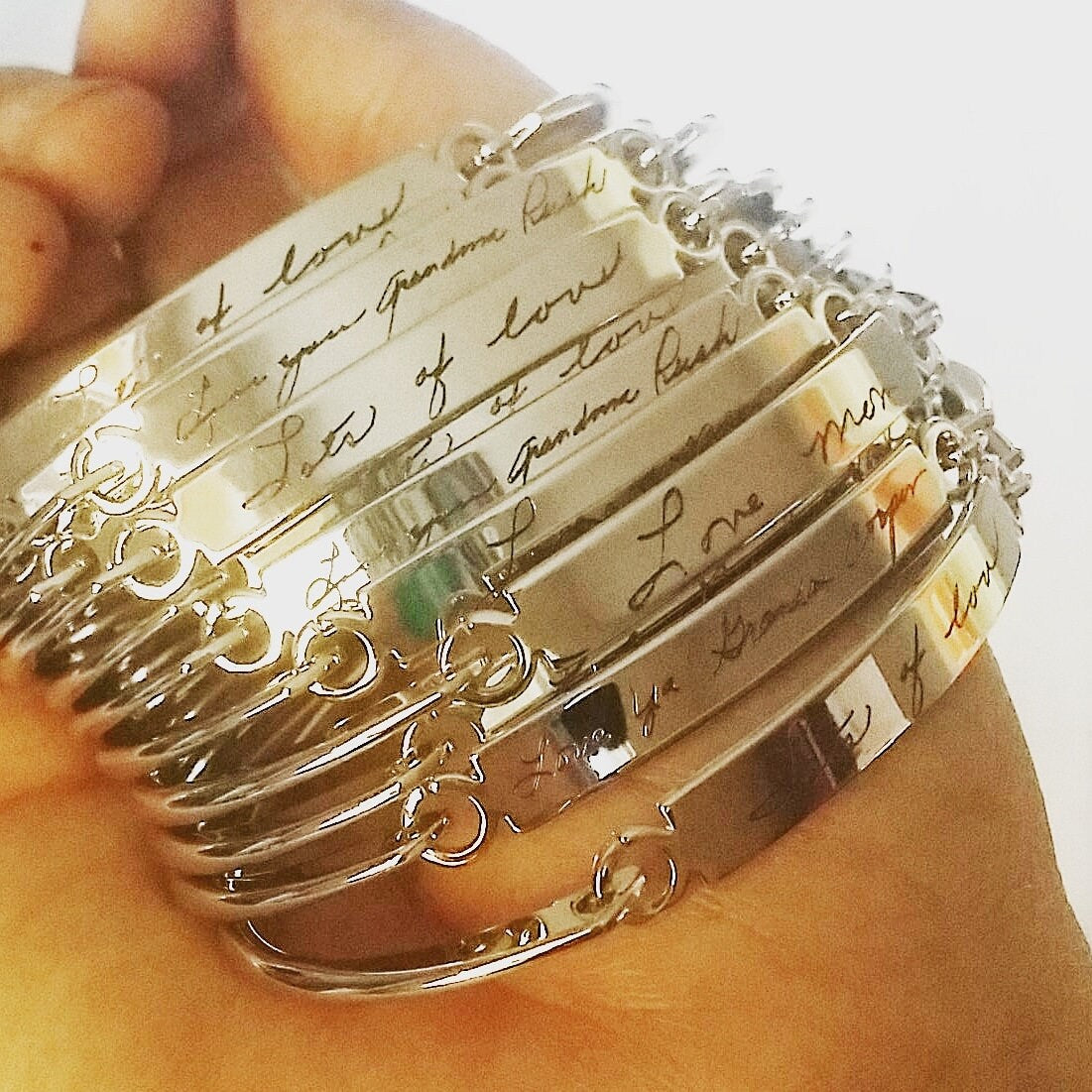 Custom handwriting bangle, Personalized cuff in silver/rose gold/gold