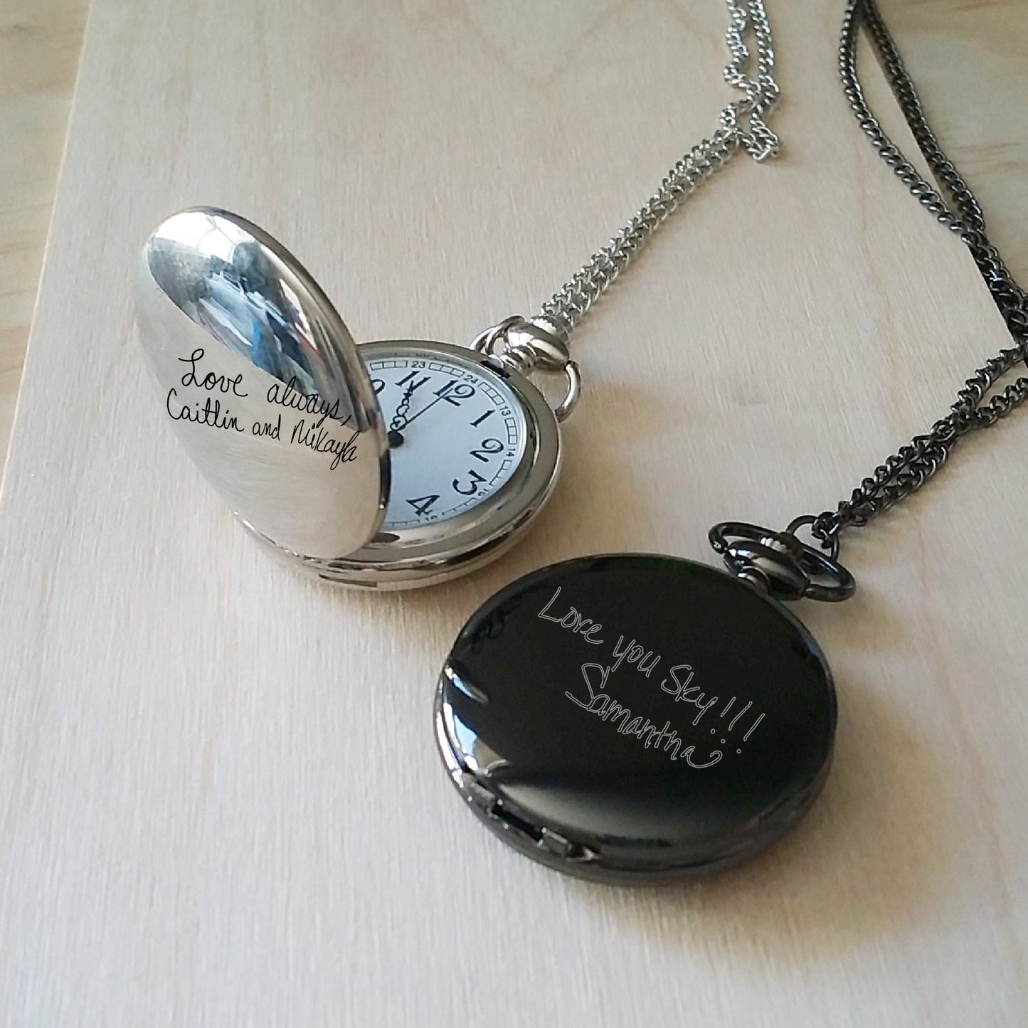 Pocket watch with engraved Handwriting , monogram watch, personalized Men's gift