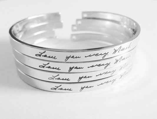 silver/Rose gold/gold cuff, Custom handwritten bracelet