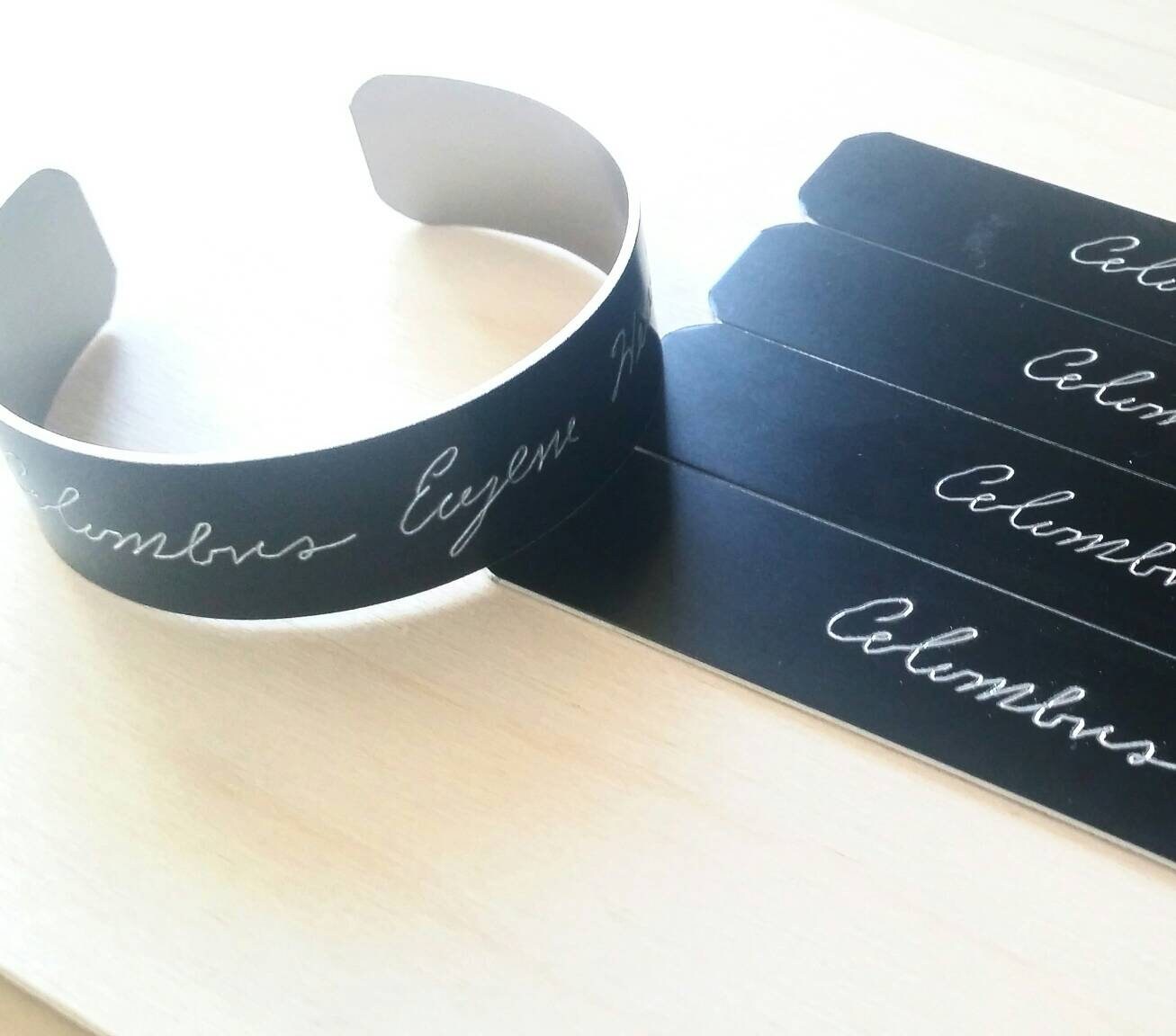 Custom engraving on Black cuff, fathers day gift from daughter