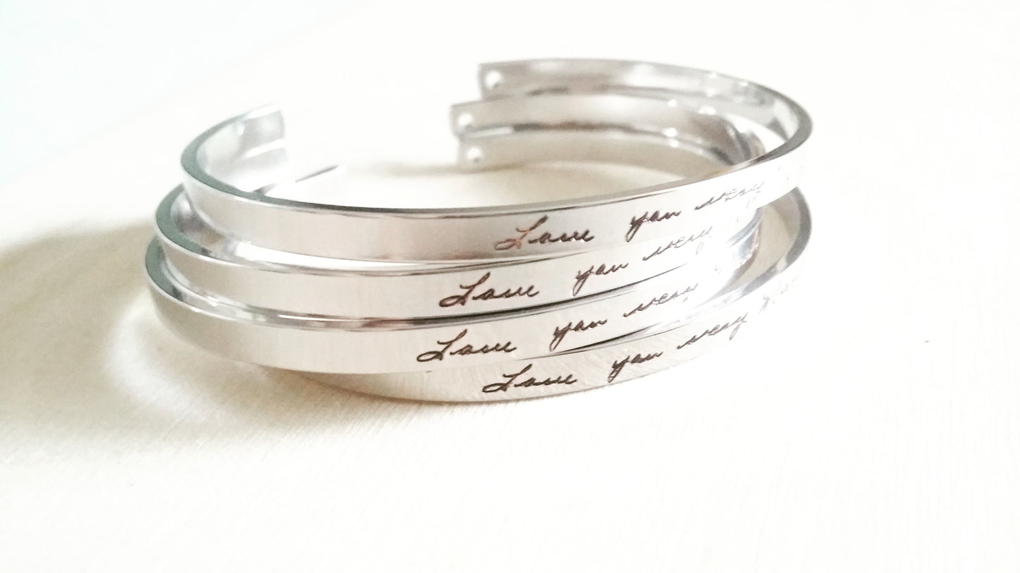 Bracelet d'écriture personnalisé, manchette manuscrite personnalisée