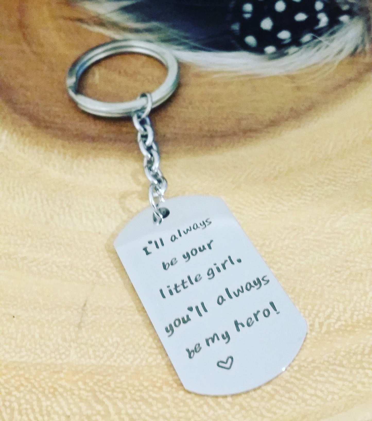 MY HERO - Message for mom/dad engraved on a key chain