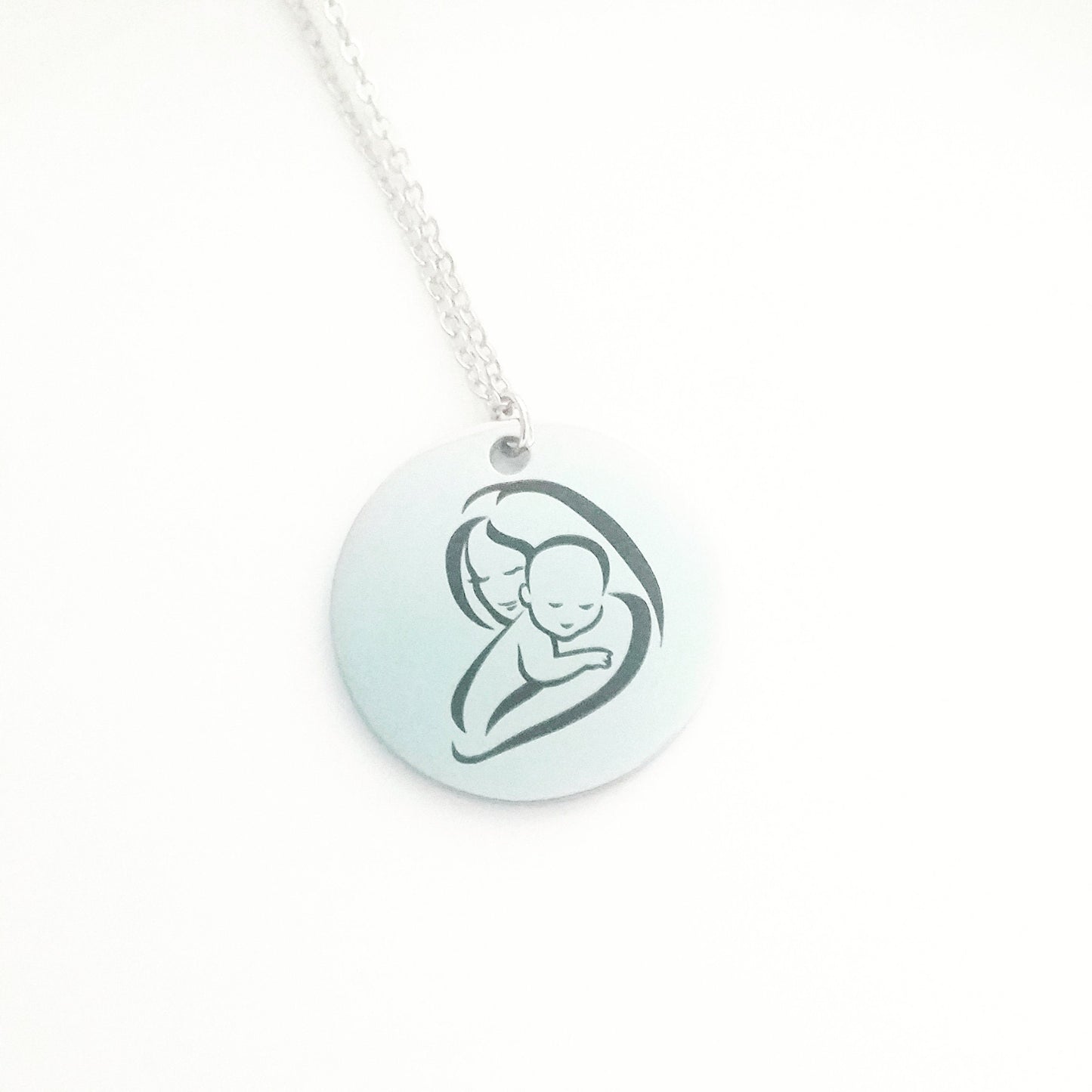 New MOM necklace, First mothers day gift, mom and baby pendant