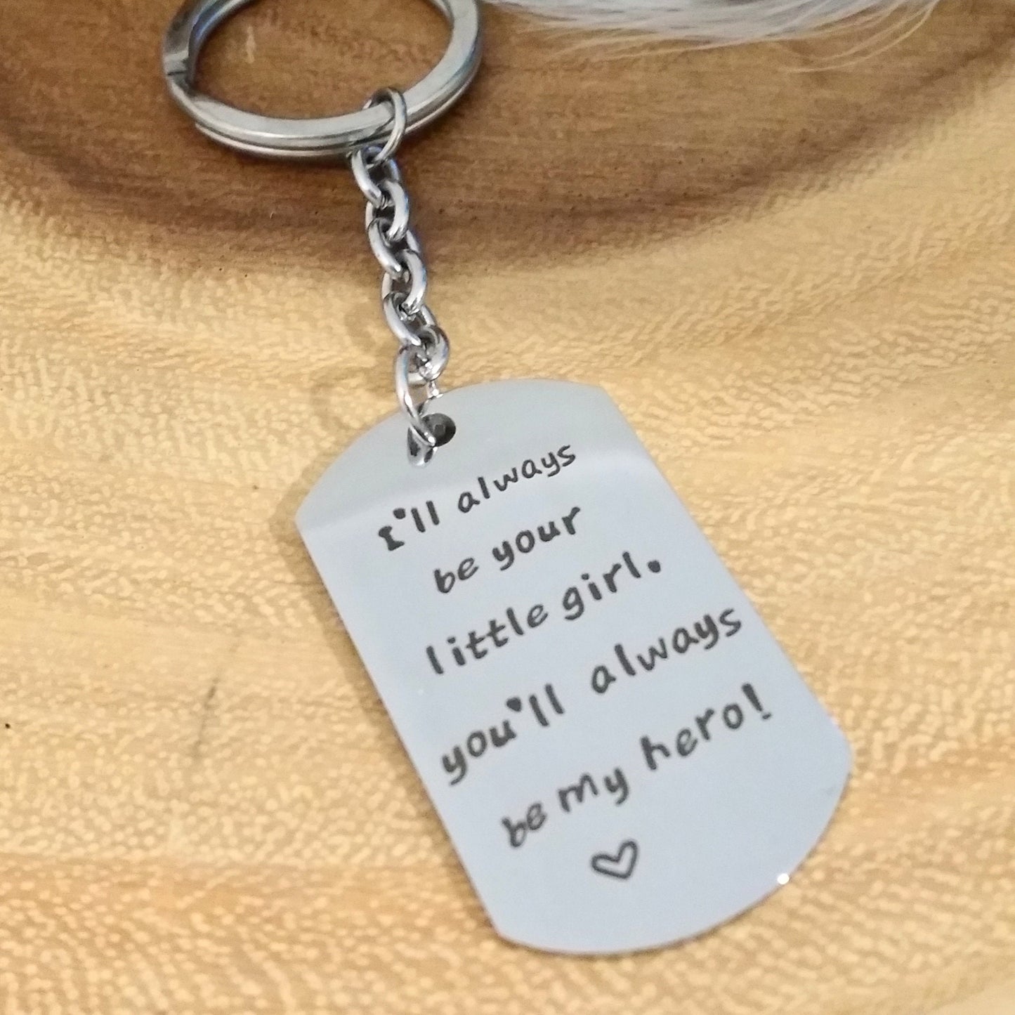 MY HERO - Message for mom/dad engraved on a key chain