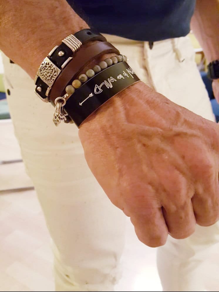 Custom engraving on Black cuff, fathers day gift from daughter