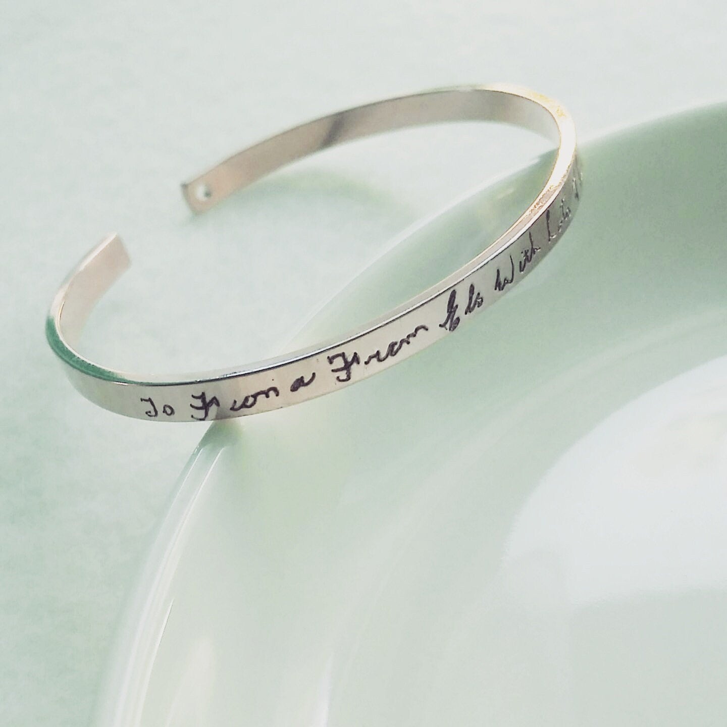 silver/Rose gold/gold cuff, Custom handwritten bracelet