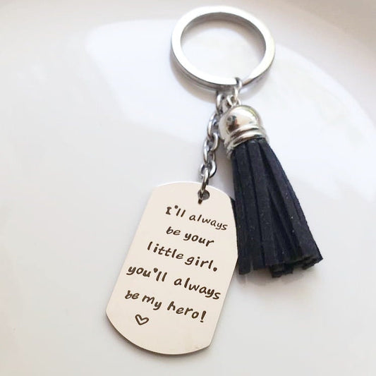 MY HERO - Message for mom/dad engraved on a key chain