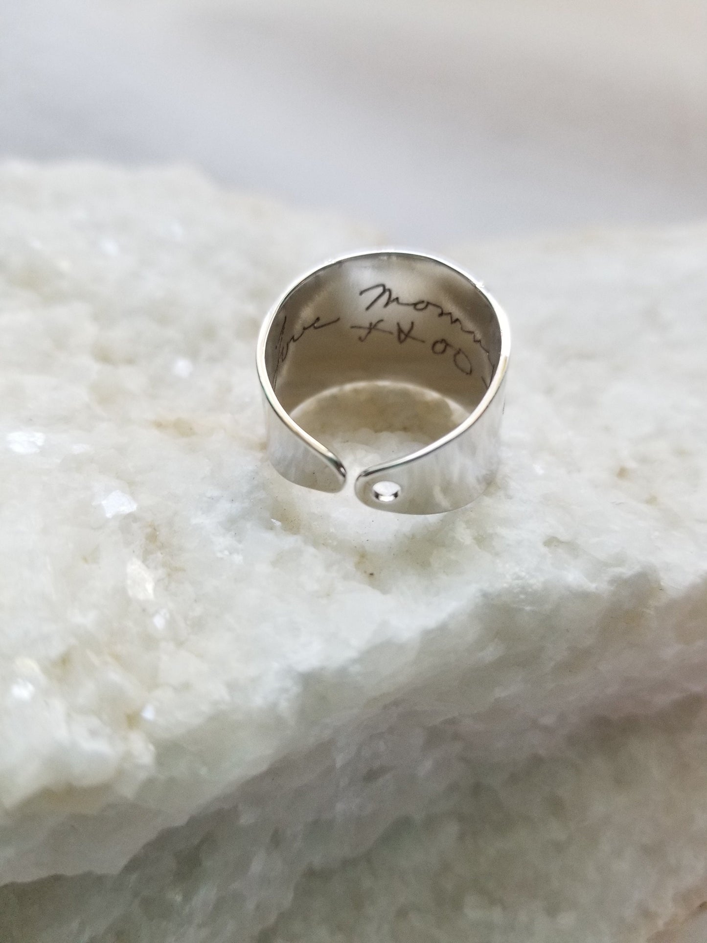 Custom handwriting ring, Personalized signature ring, adjustable