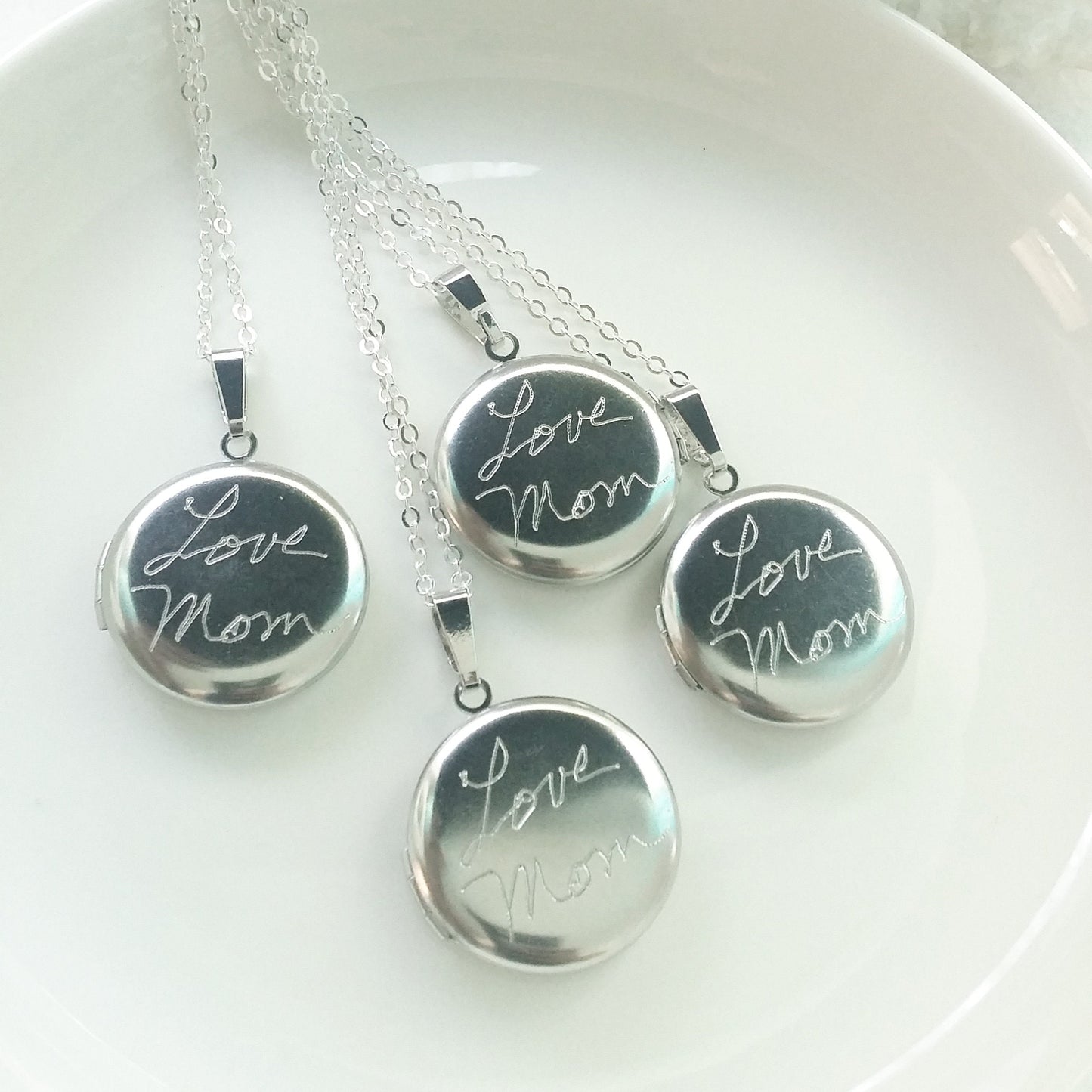 Custom handwriting locket in Silver