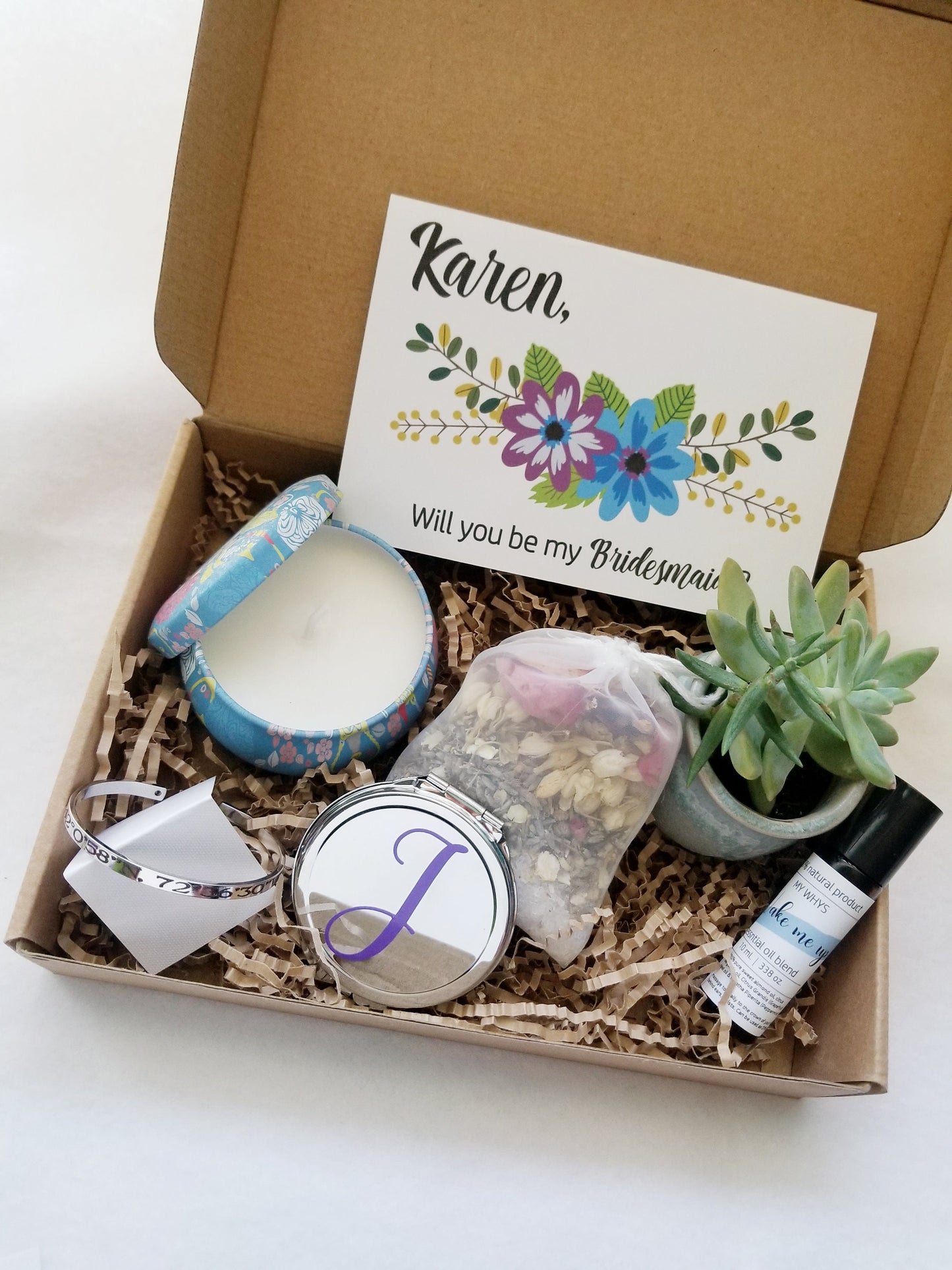 Will you be my bridesmaid? Maid of honor? - Personalized proposal gift set with card