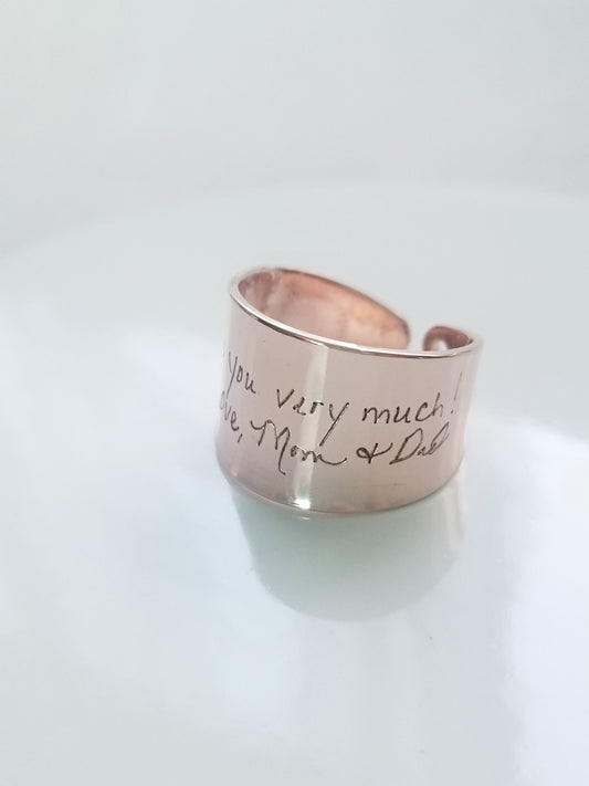 Custom handwriting ring, Personalized signature ring, adjustable