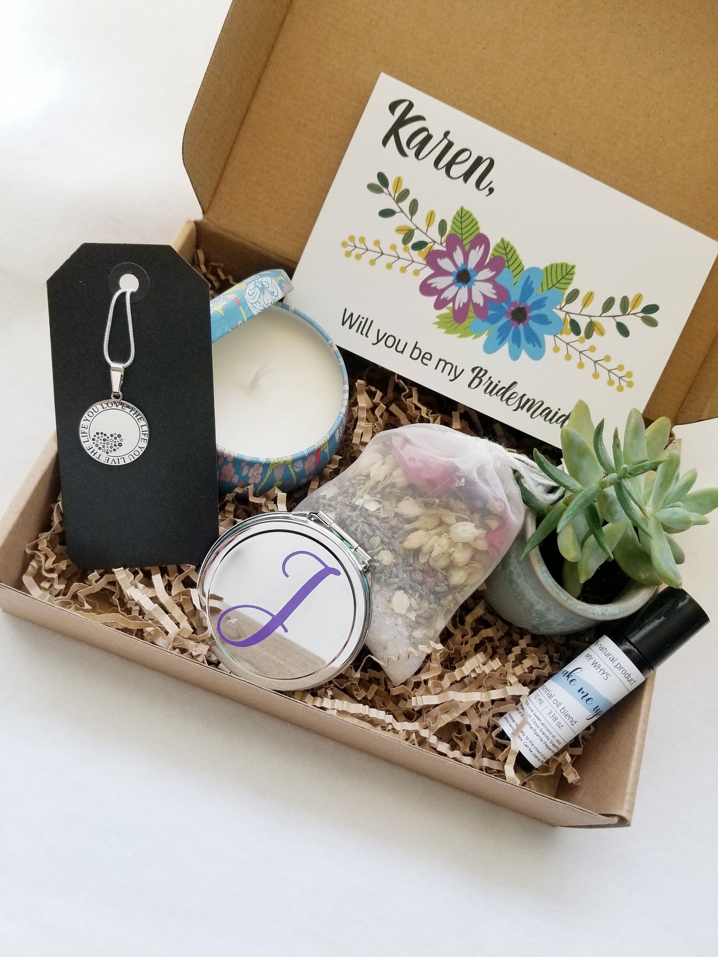 Will you be my bridesmaid? Maid of honor? - Personalized proposal gift set with card