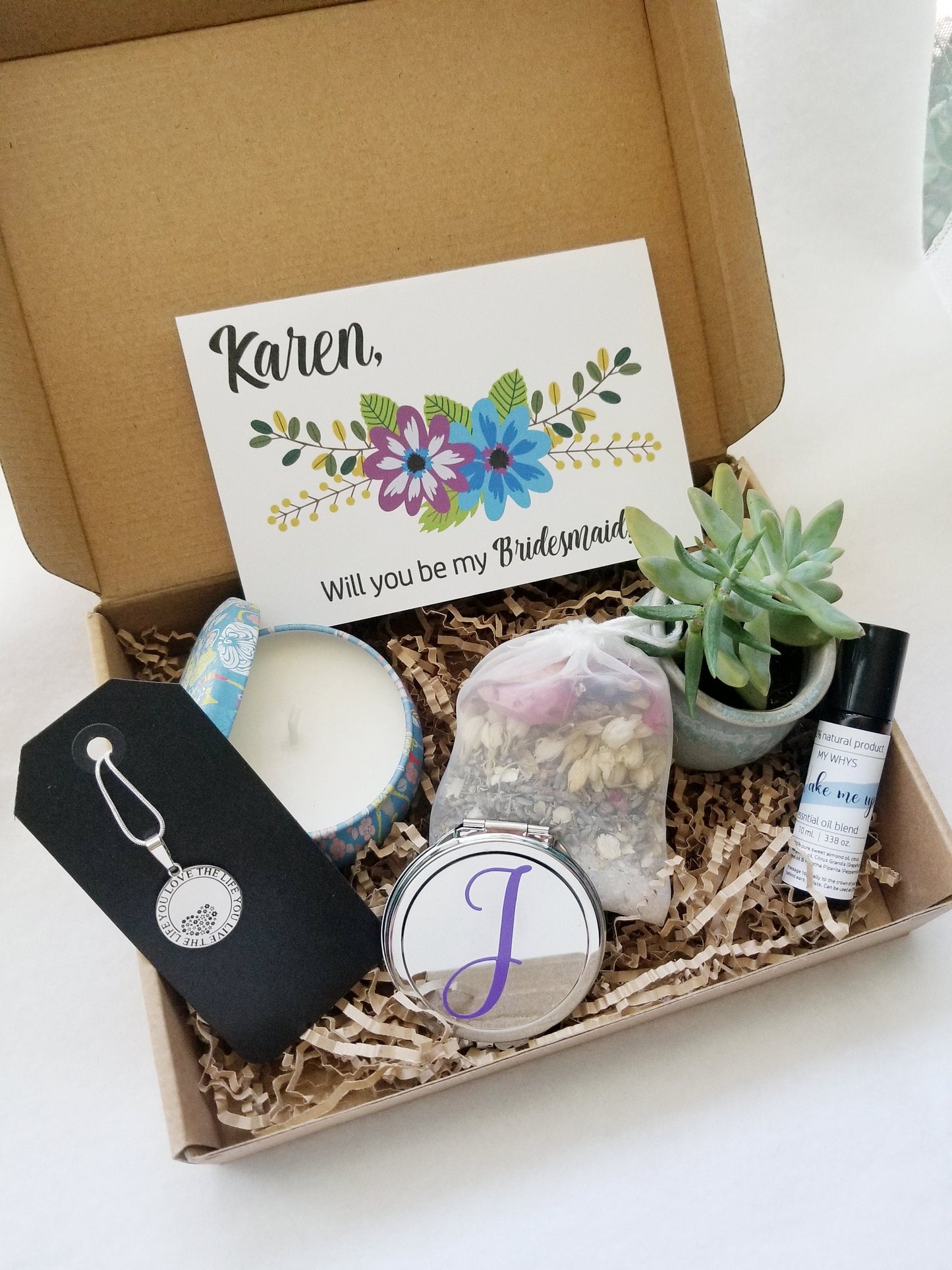 Will you be my bridesmaid? Maid of honor? - Personalized proposal gift set with card