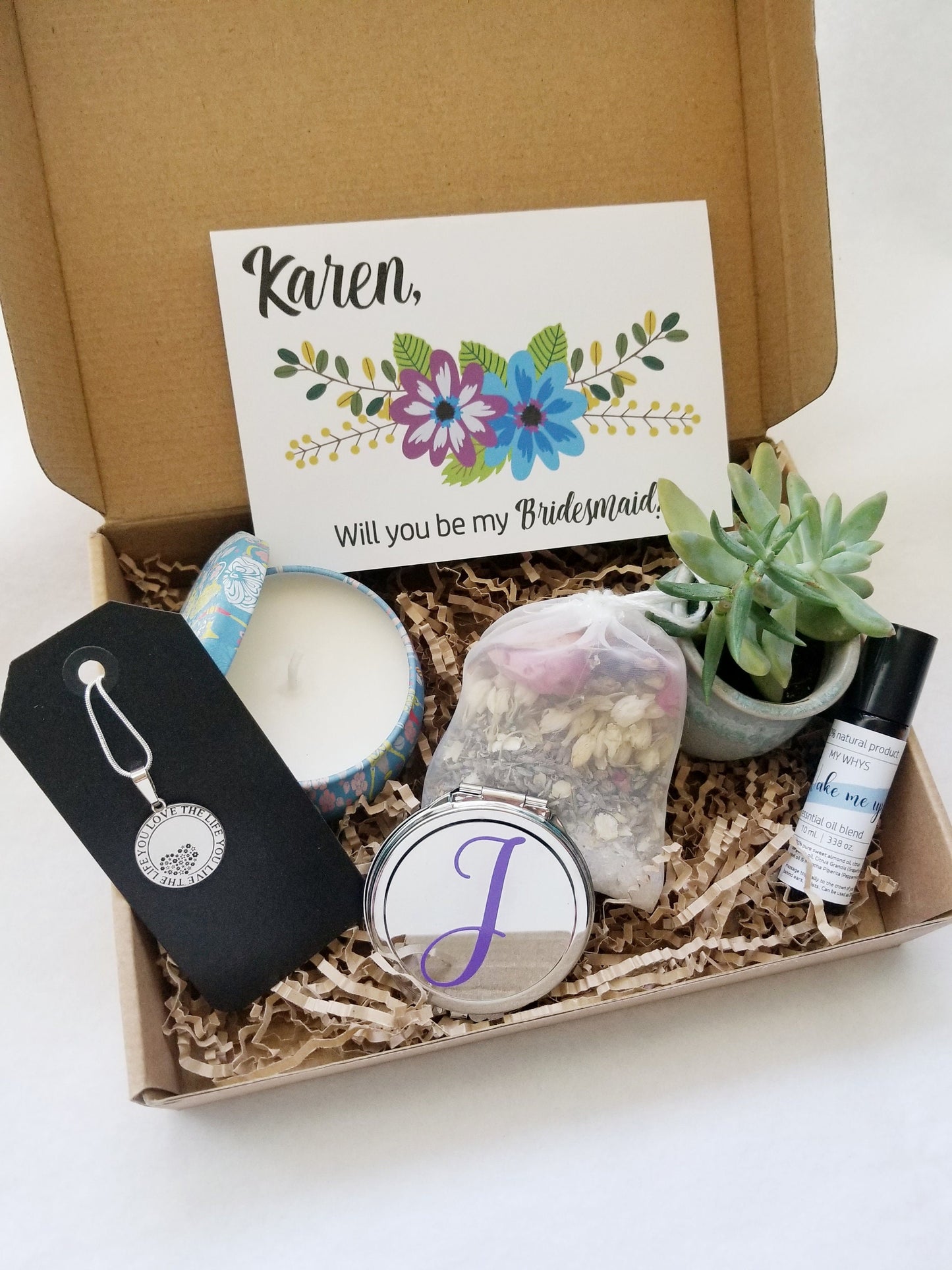 Will you be my bridesmaid? Maid of honor? - Personalized proposal gift set with card