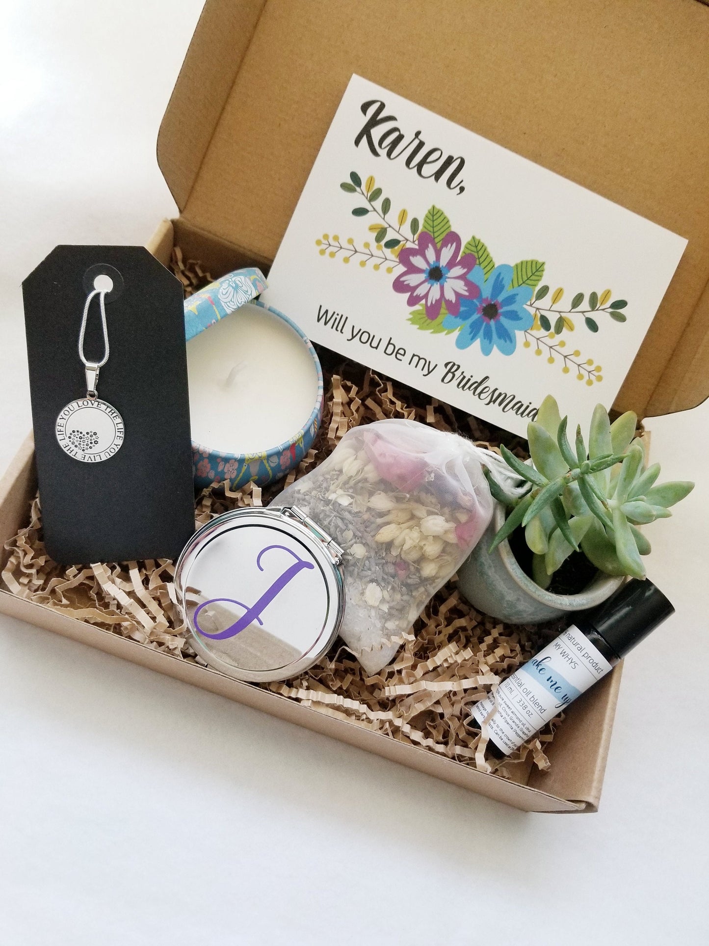 Will you be my bridesmaid? Maid of honor? - Personalized proposal gift set with card