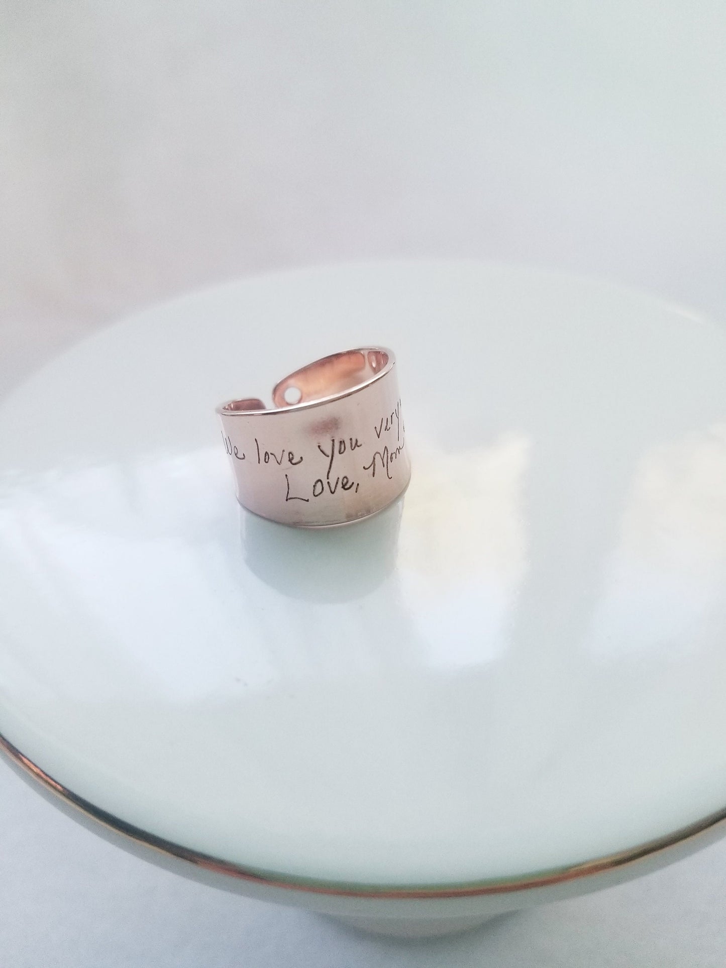 Custom handwriting ring, Personalized signature ring, adjustable