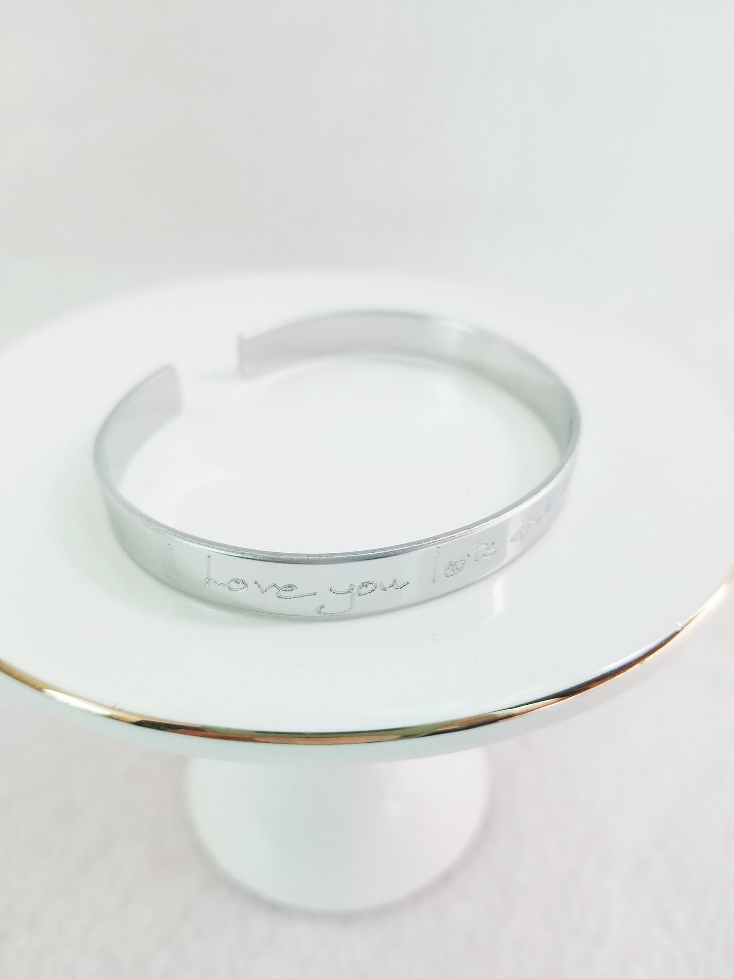 Sterling silver bracelet, Custom handwritten cuff