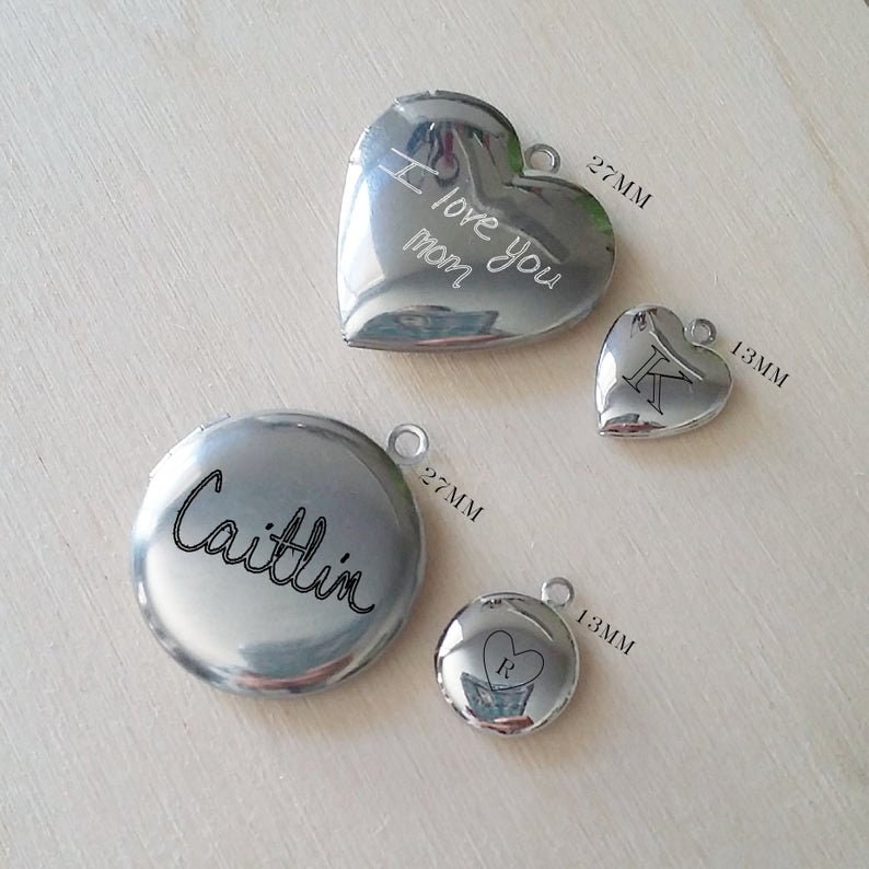 Custom handwriting locket in Silver
