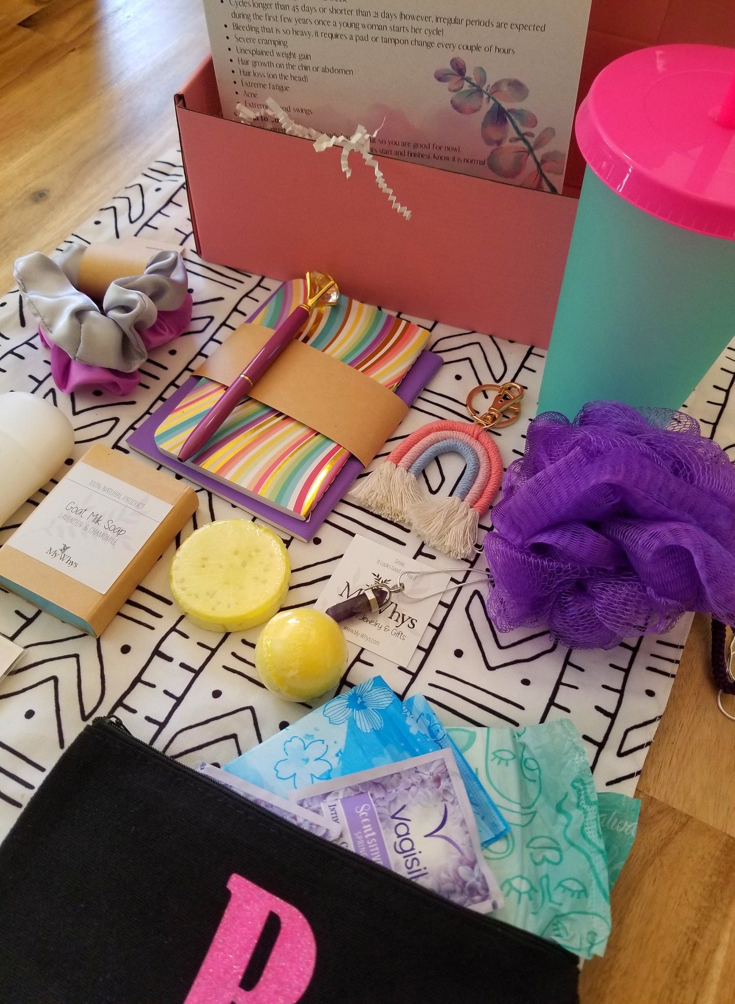 First period gift set, Care package for teen and tween girl