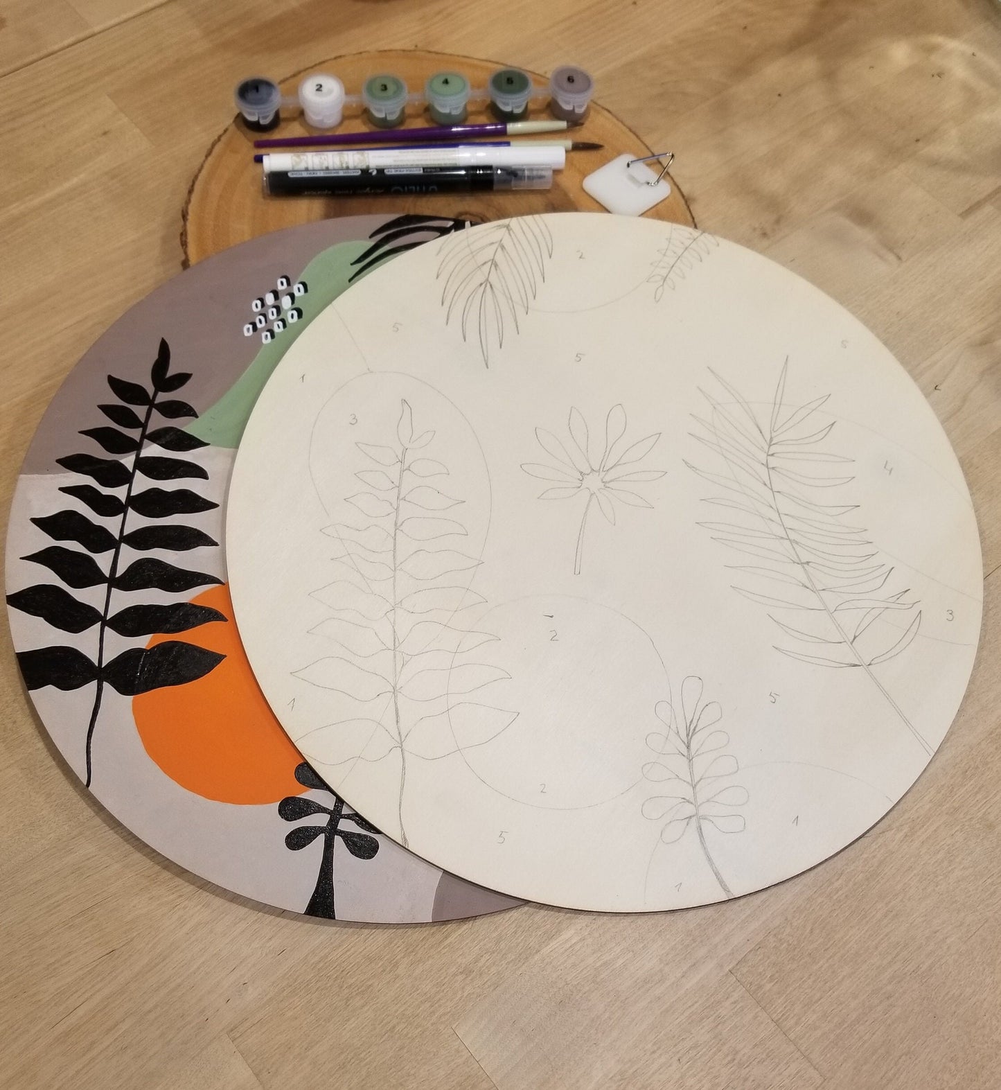 Craft night party, DIY nature painting, Paint and sip kit, DIY paint by numbers