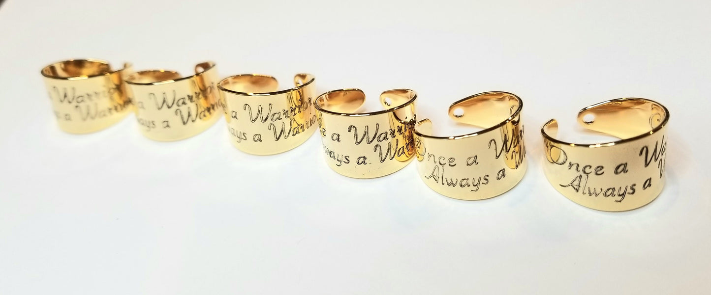 Custom, adjustable and Personalized engraved ring in gold/silver/rose gold