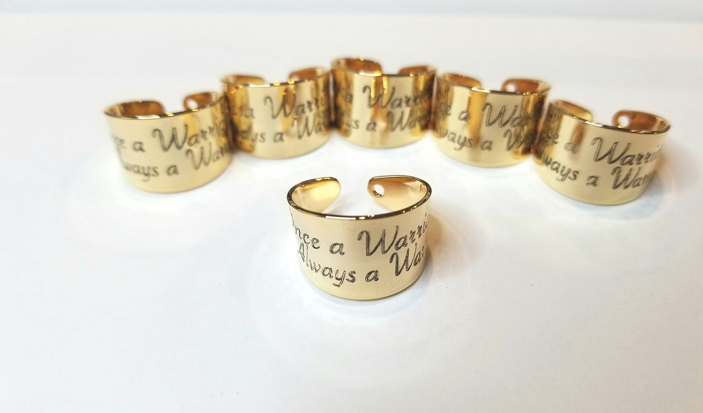 Custom, adjustable and Personalized engraved ring in gold/silver/rose gold