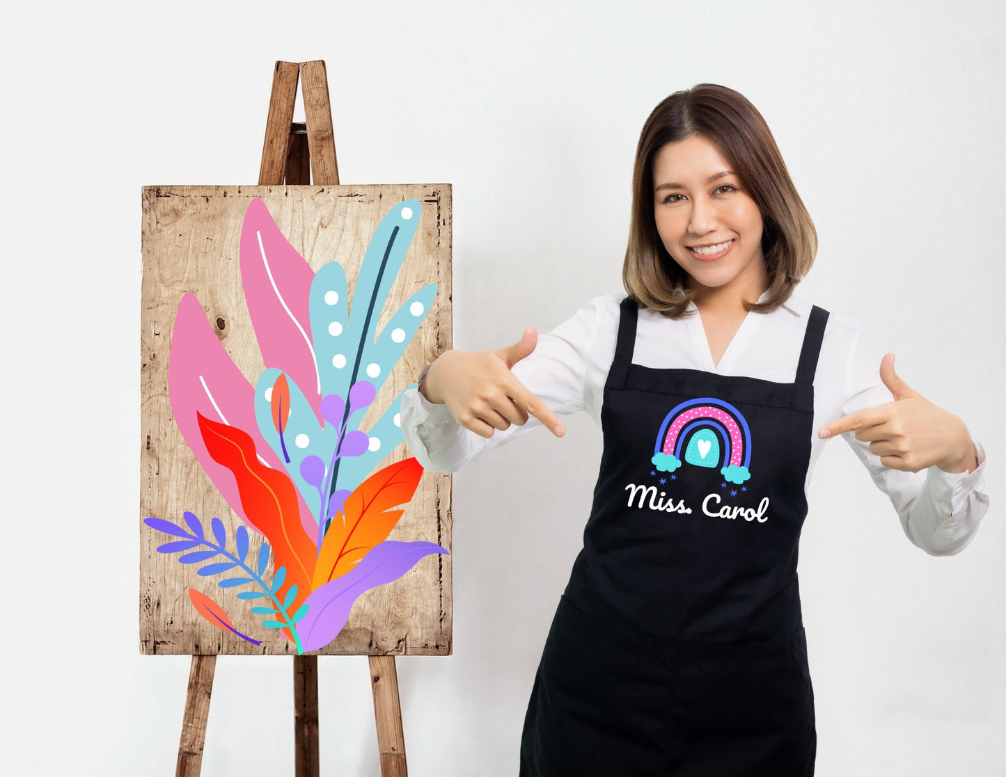 Art is a work of Heart - Personalized Art Teacher Apron, Customized Art Teacher Apron, Custom Art Teacher Gift, Appreciation gift