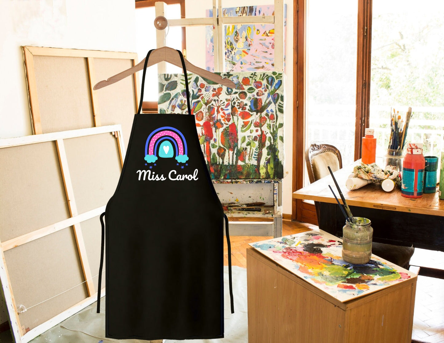 Art is a work of Heart - Personalized Art Teacher Apron, Customized Art Teacher Apron, Custom Art Teacher Gift, Appreciation gift