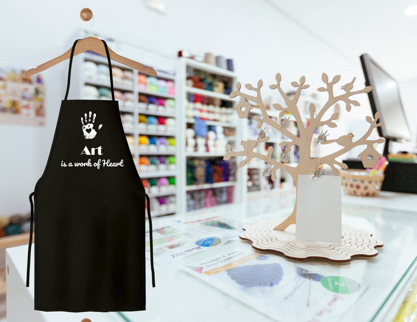 Art is a work of Heart - Personalized Art Teacher Apron, Customized Art Teacher Apron, Custom Art Teacher Gift, Appreciation gift