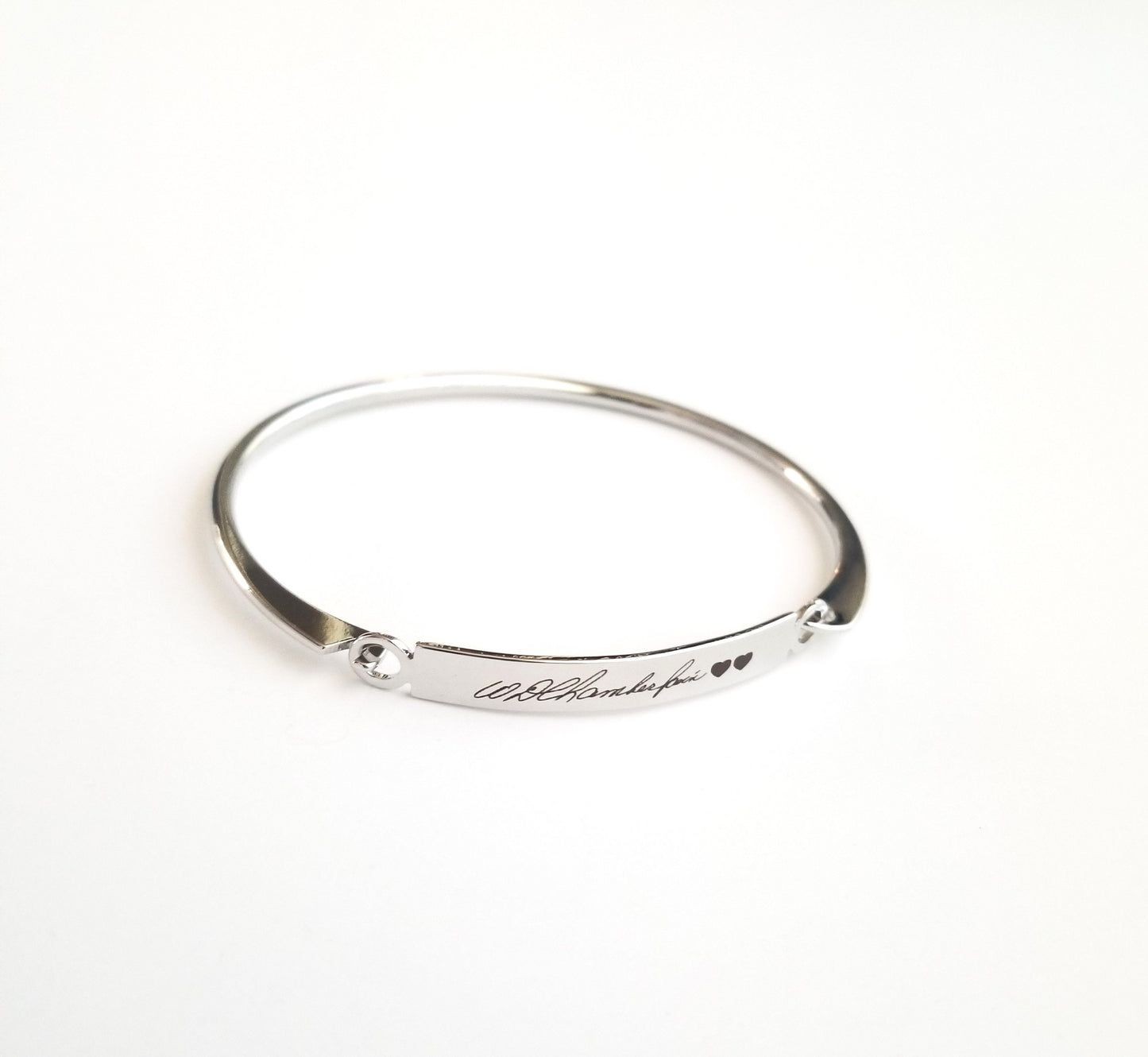 Christmas gift, Actual Handwriting bangle, Custom handwritten bar bracelet, Personalized engraved signature cuff, Keepsake jewelry Gift.