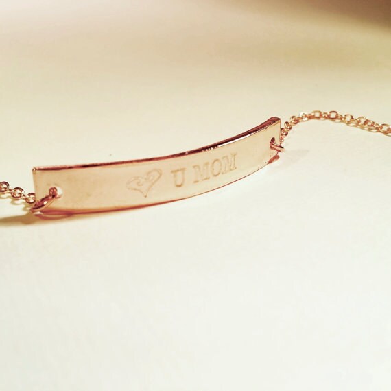Personalized engraving on Rose Gold Bracelet