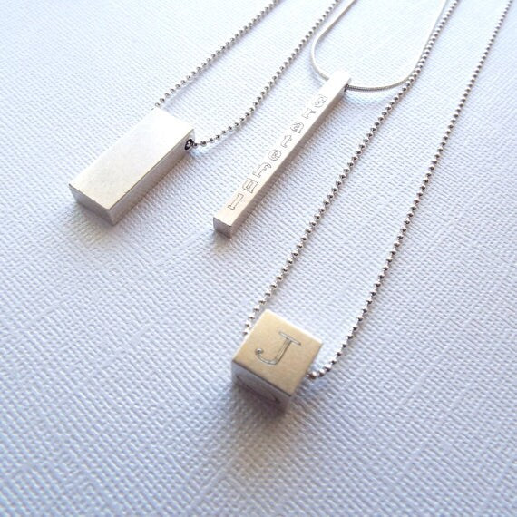 Vertical bar necklace, personalized bar pendant silver skinny nameplate, Customized Necklace, Birthday Gift, Layered necklace by mywhys