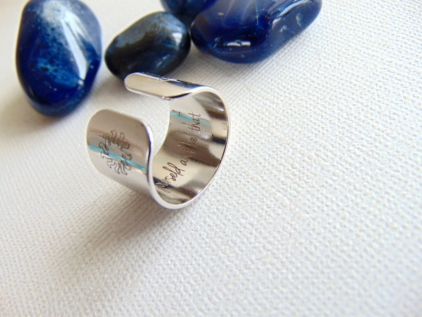 Secret message ring - adjustable wide band ring with custom quote