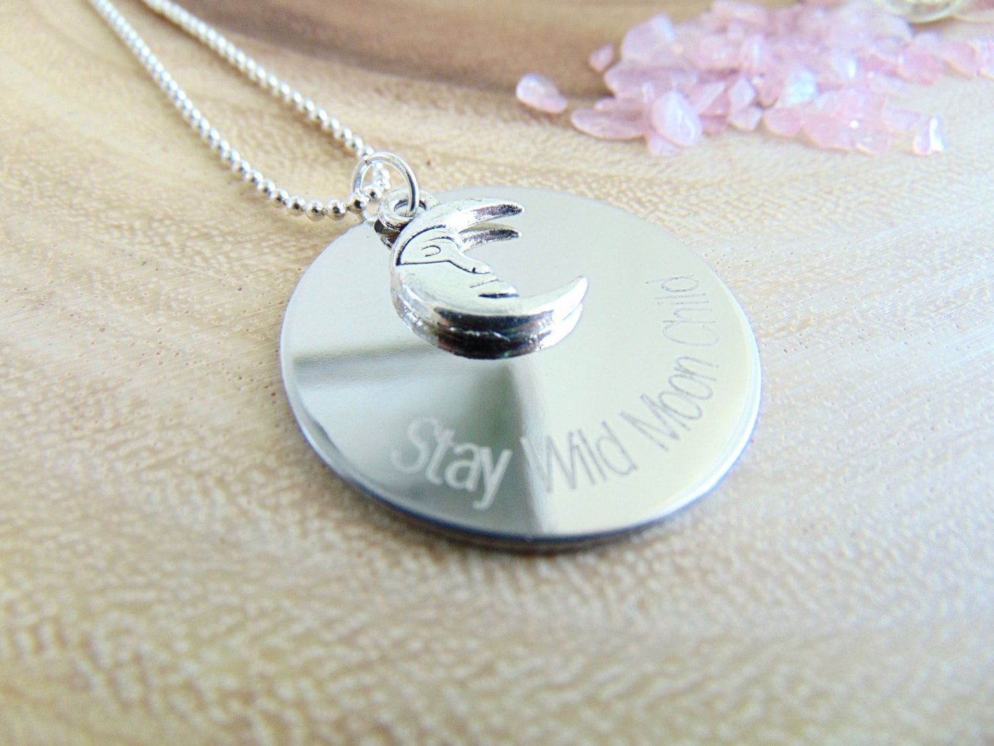 Stay Wild Moon Child - necklace, Silver crescent moon pendant