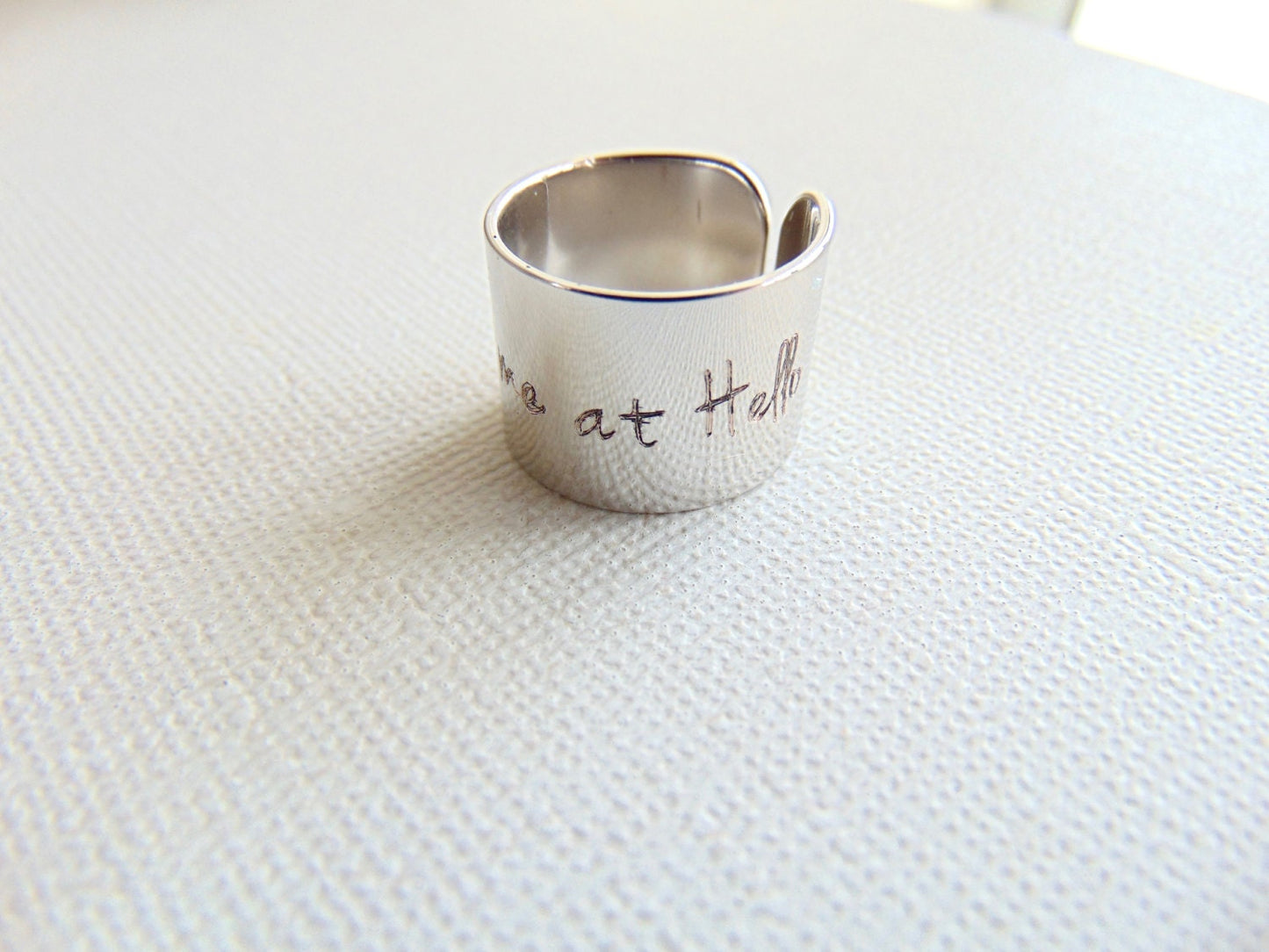 ME TUVISTE en HELLO anillo de mensaje anillo de cita personalizado anillo ajustable joyería personalizada joyería inspiradora, anillo grabado, anillo de puño ancho