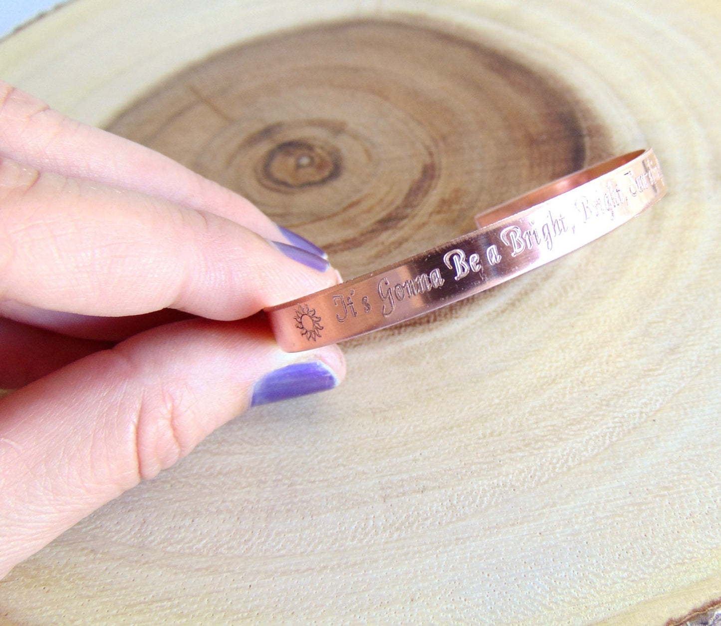 Mantra Engraved on cuff bracelet - Gold, silver or rose gold