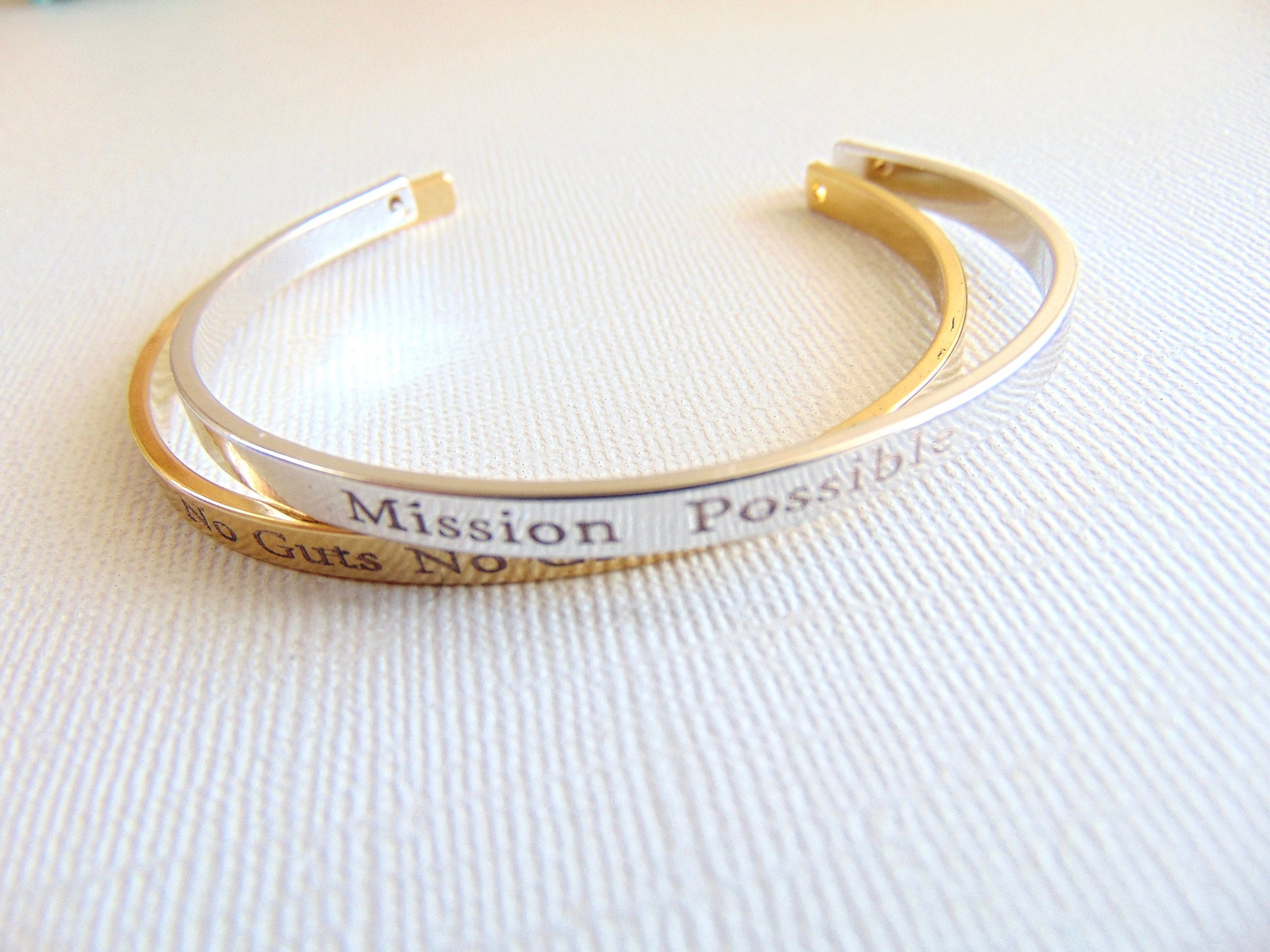 Personalized Gold Bracelet Secret Message Bracelet Two Sides Engraved Bracelet. Custom Cuff Bracelet Inspirational Quote Jewelry for Her