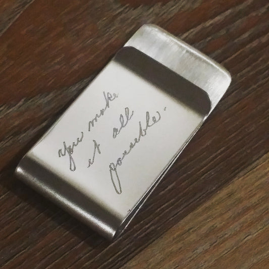 Actual handwriting Engraved on Money clip, Personalized gift for men