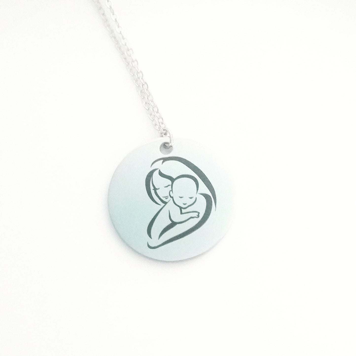 Nuevo collar MOM, regalo del primer día de la madre, colgante de plata grabado, collar de mamá y bebé, colgante personalizado, collar de recuerdo para la madre