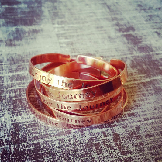 Copper cuff bracelet Message Cuff, custom name bangle