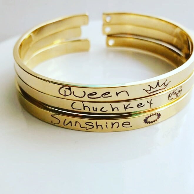silver/Rose gold/gold cuff, Custom handwritten bracelet