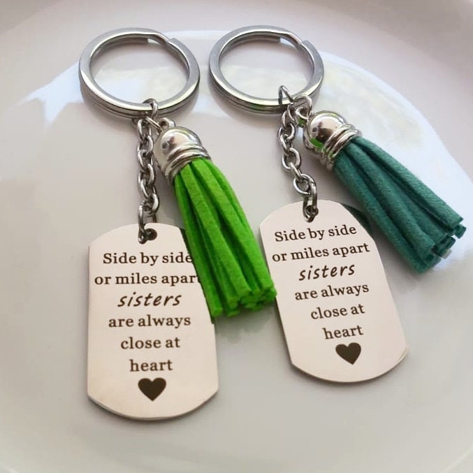 SISTERS gift, Engraved message keychain